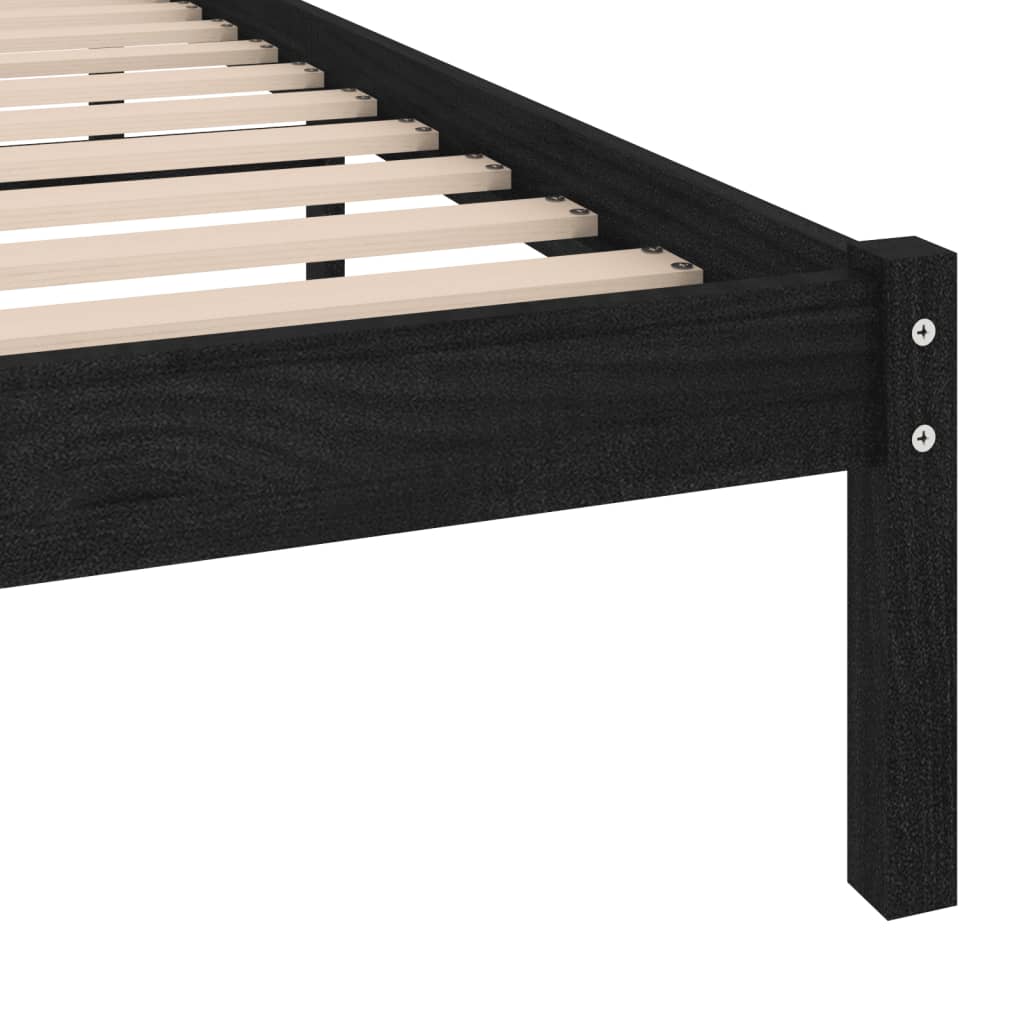 810011 vidaXL Bed Frame without Mattress Black Solid Wood 100x200 cm