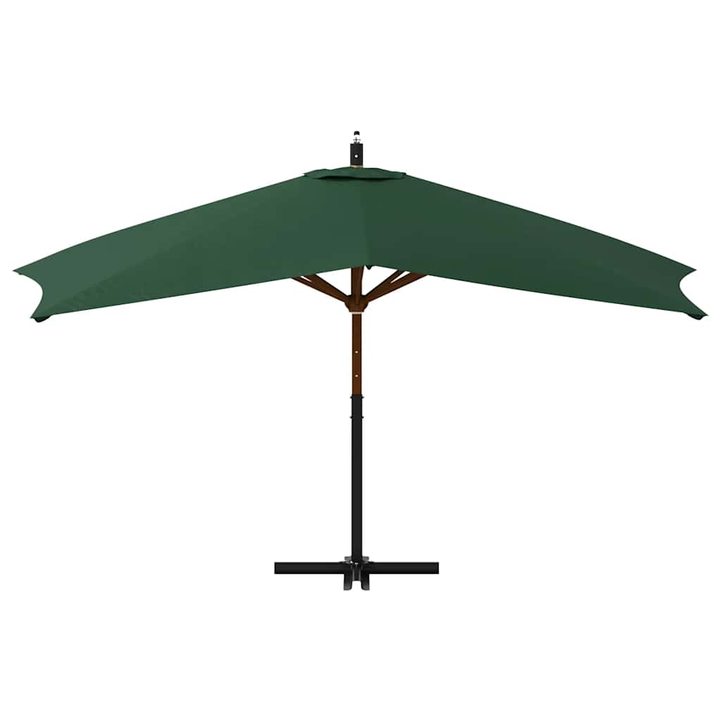 Cantilever Garden Parasol with Wooden Pole 400x300 cm Green