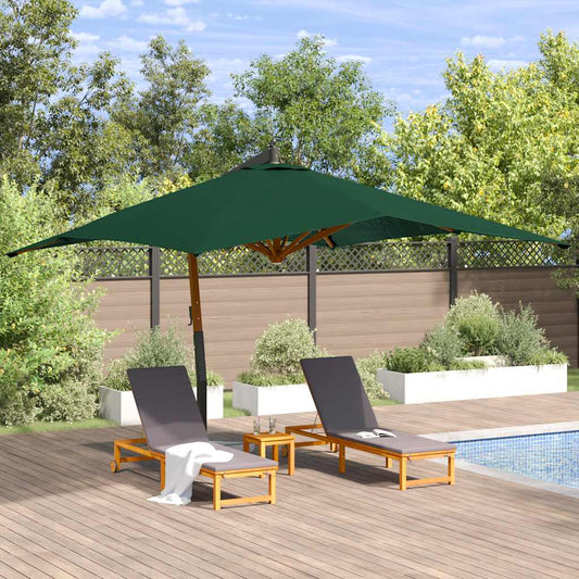 Cantilever Garden Parasol with Wooden Pole 400x300 cm Green