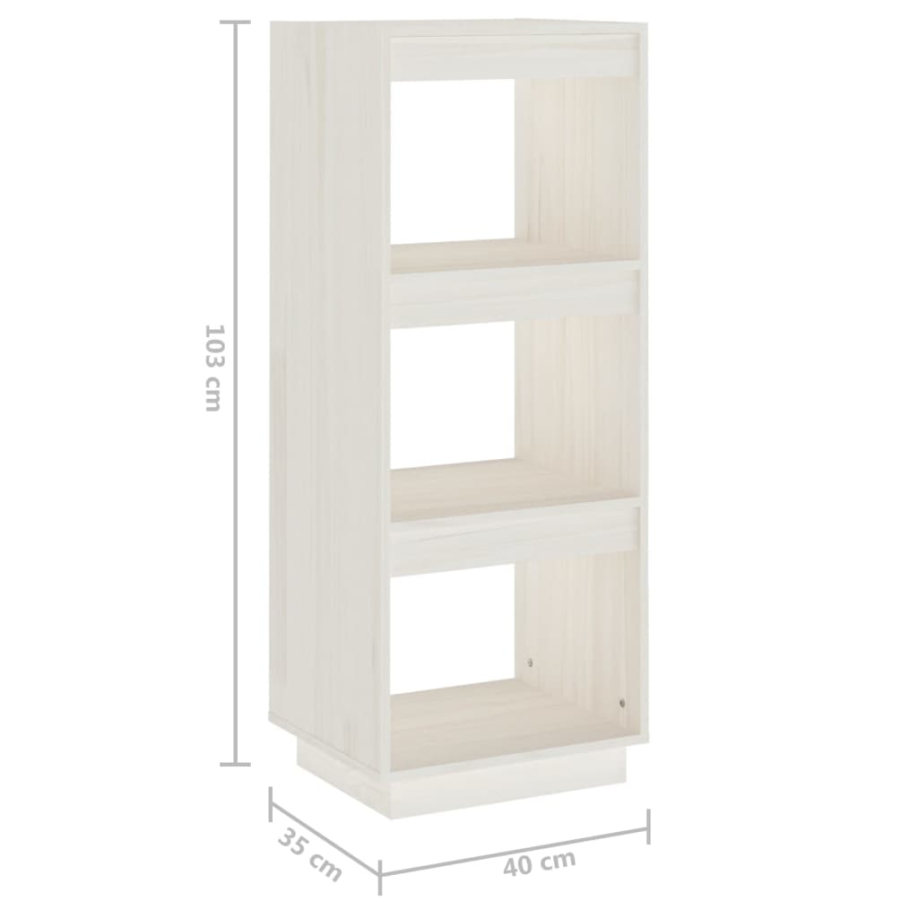 Book Cabinet/Room Divider White 40x35x103 cm Solid Pinewood