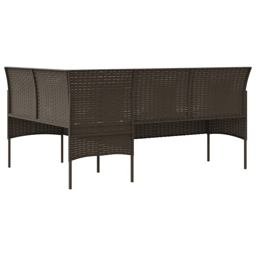 5 Piece L-shaped Couch Sofa Set with Cushions Poly Rattan Brown