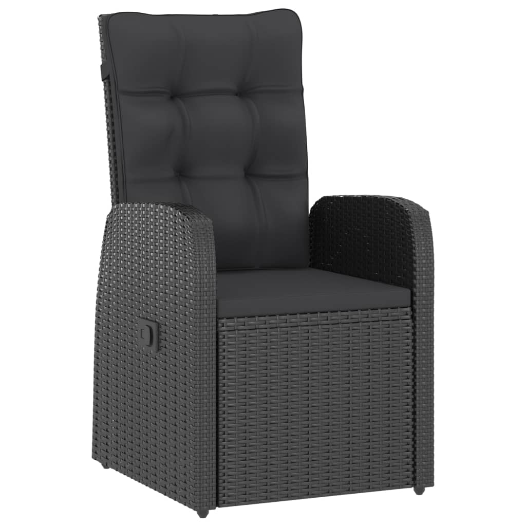 11 Piece Garden Dining Set with Cushions Black Poly Rattan