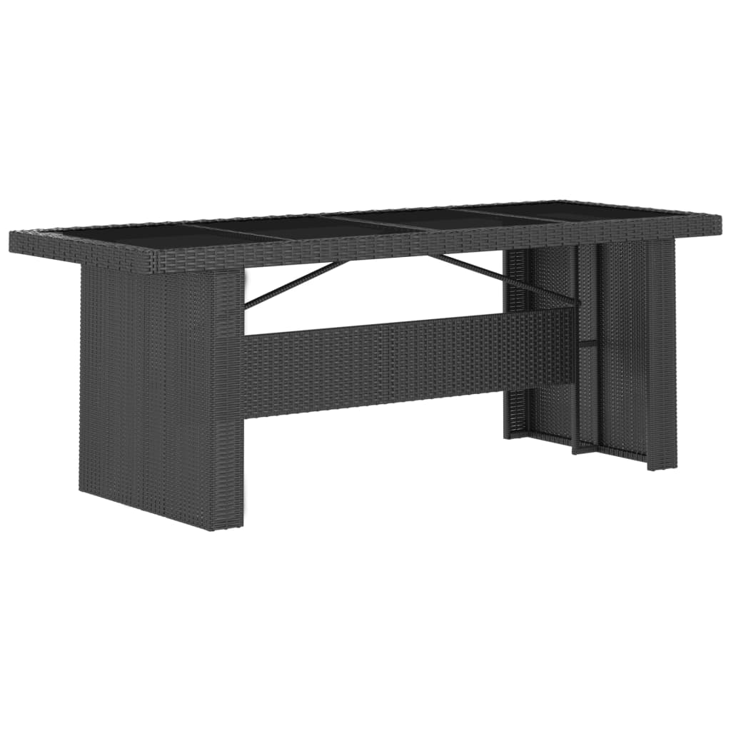 11 Piece Garden Dining Set with Cushions Black Poly Rattan