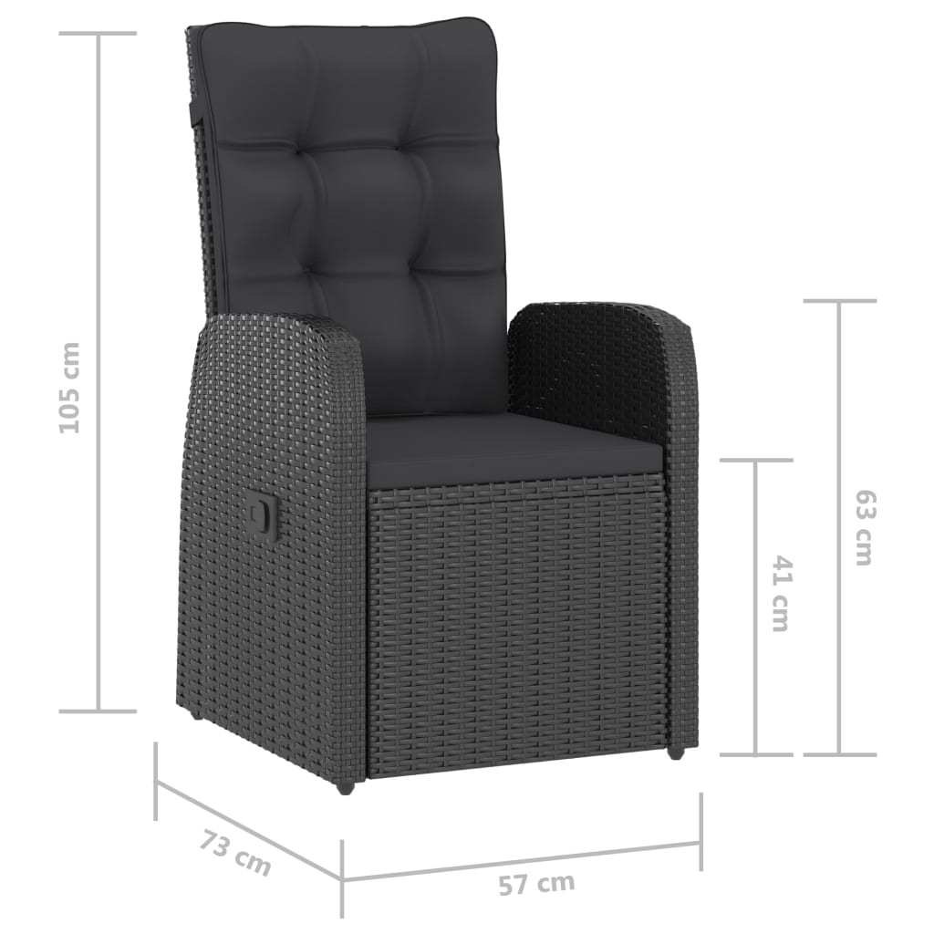 11 Piece Garden Dining Set with Cushions Black Poly Rattan
