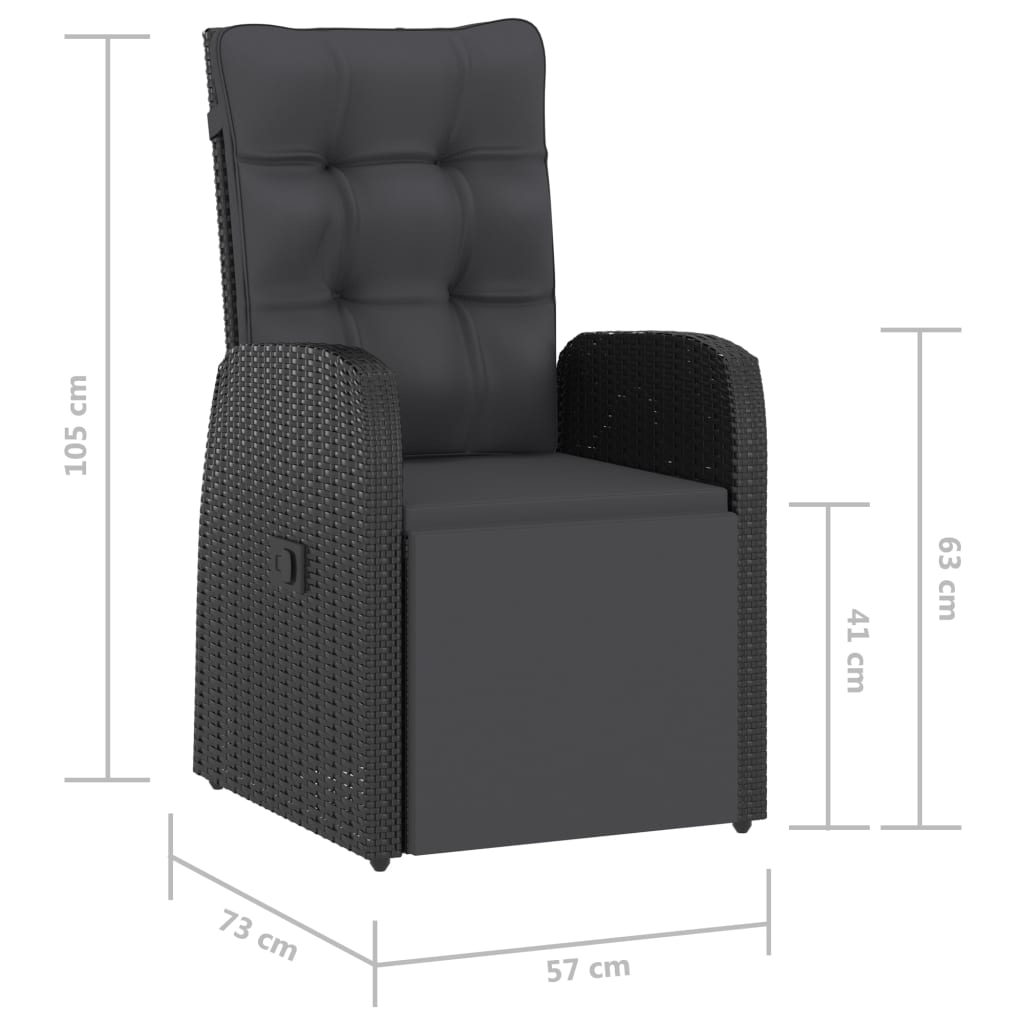 11 Piece Garden Dining Set with Cushions Black Poly Rattan