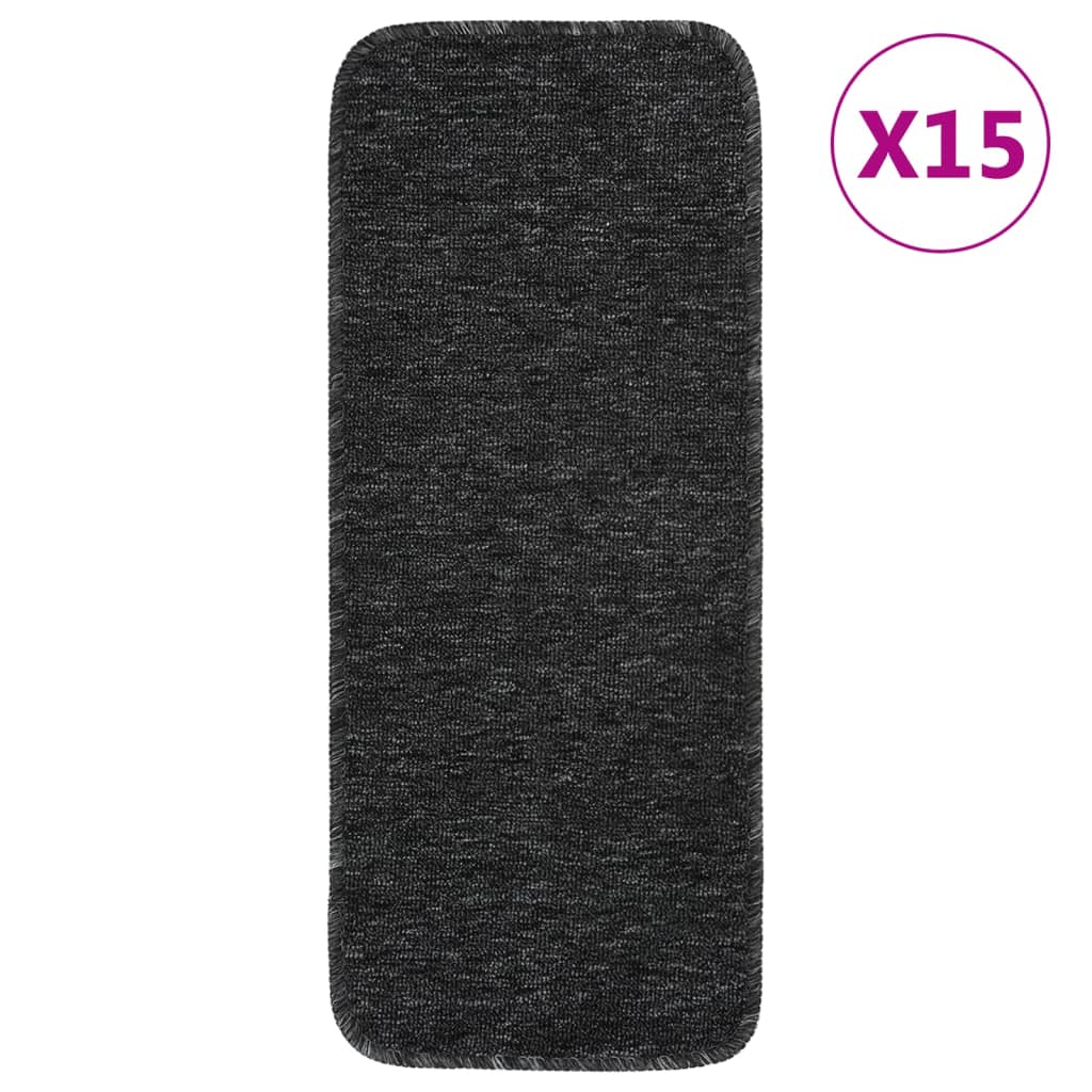 Anti Slip Stair Mats 15 pcs 60x25 cm Anthracite Rectangular