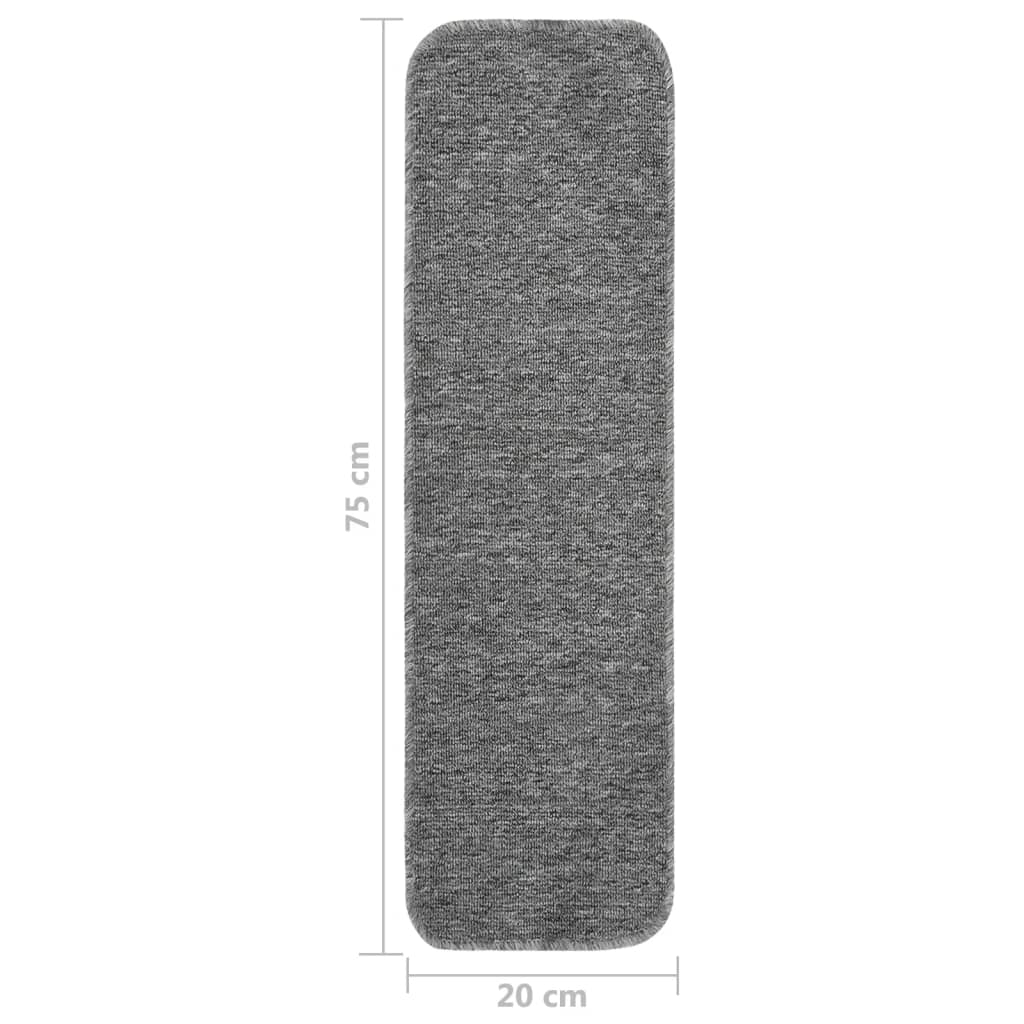Anti Slip Stair Mats 15 pcs 75x20 cm Grey Rectangular
