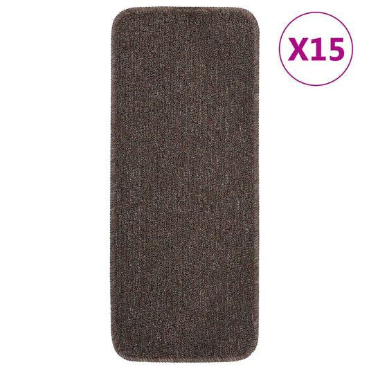 Anti Slip Stair Mats 15 pcs 60x25 cm Brown Rectangular