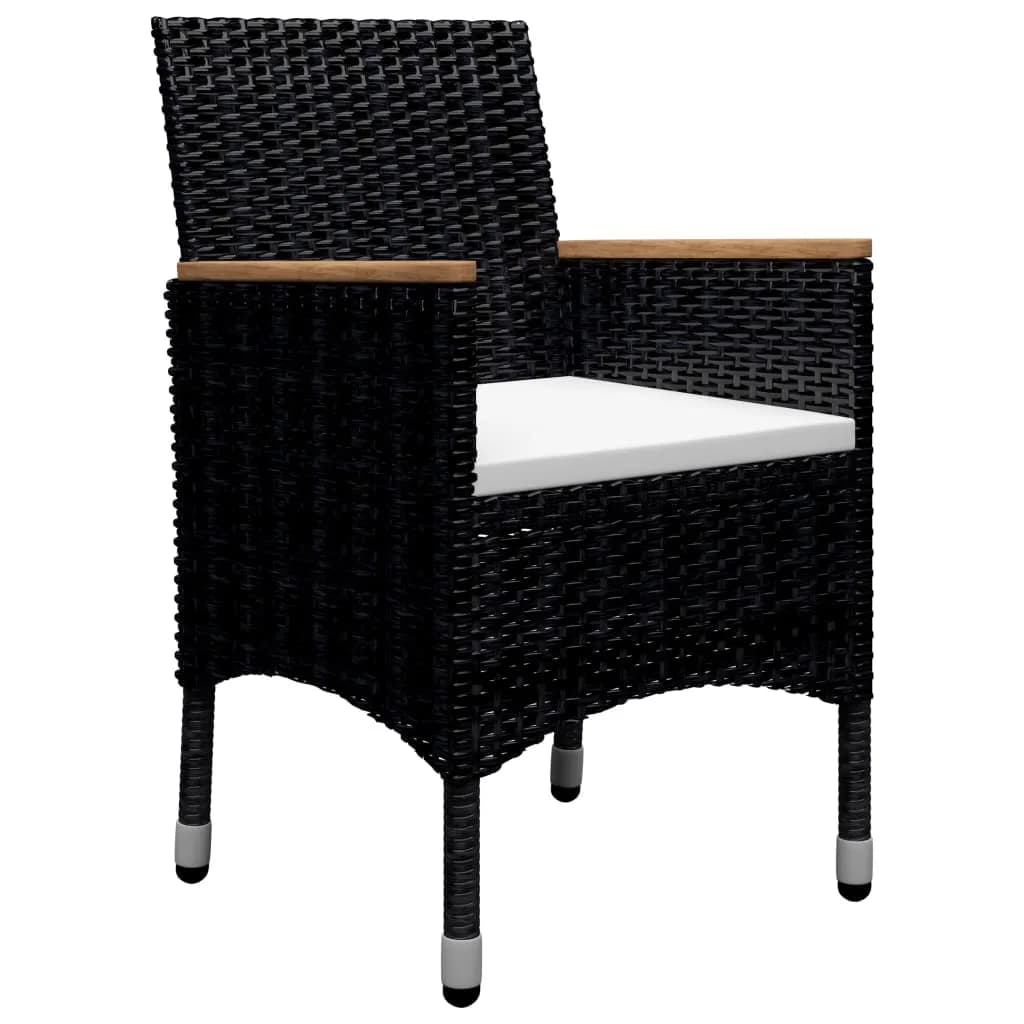 9 Piece Garden Dining Set Poly Rattan and Tempered Glass Black