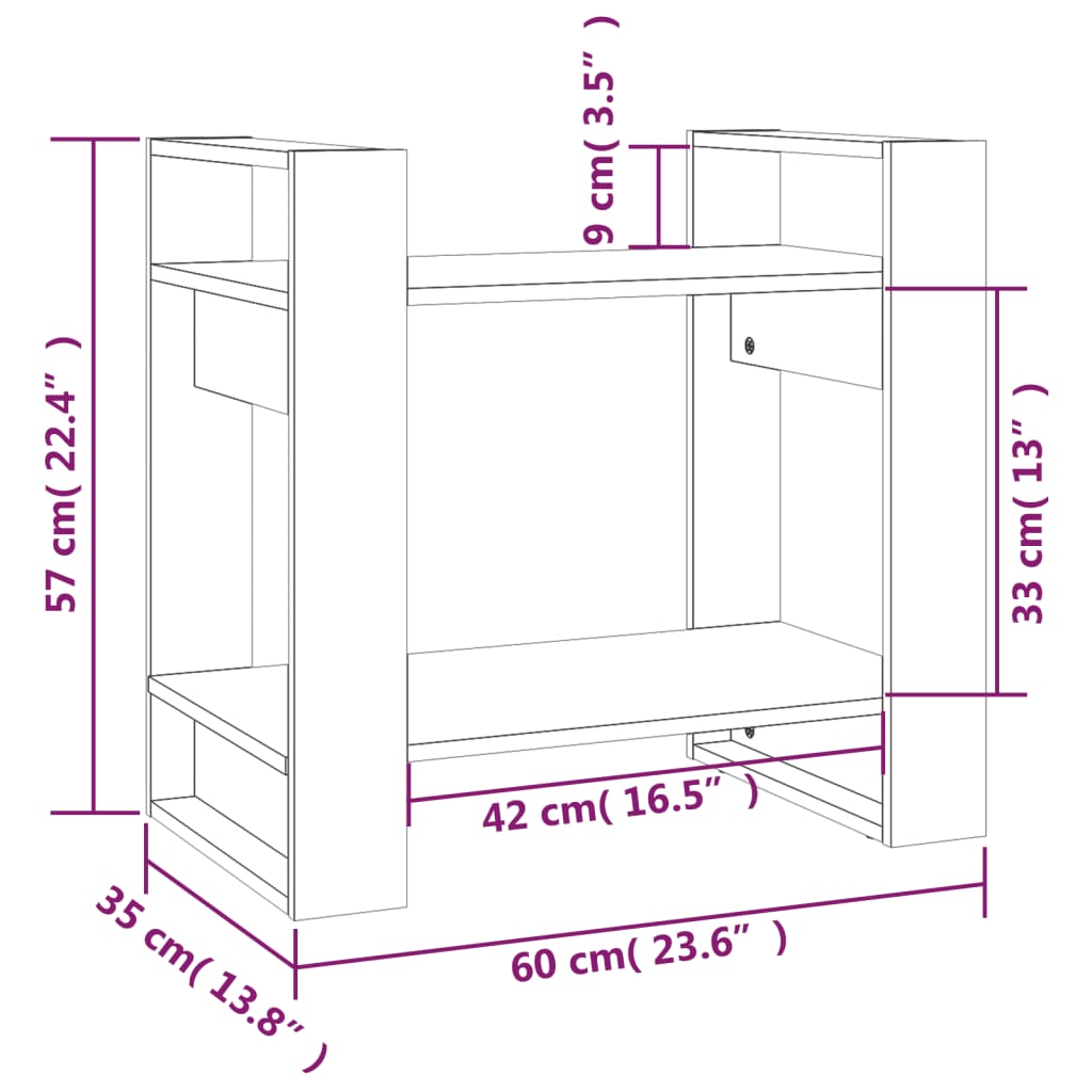 Book Cabinet/Room Divider Grey 60x35x57 cm Solid Wood Pine
