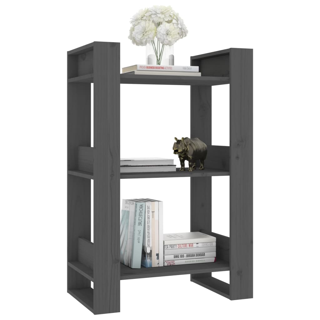 Book Cabinet/Room Divider Grey 60x35x91 cm Solid Wood Pine