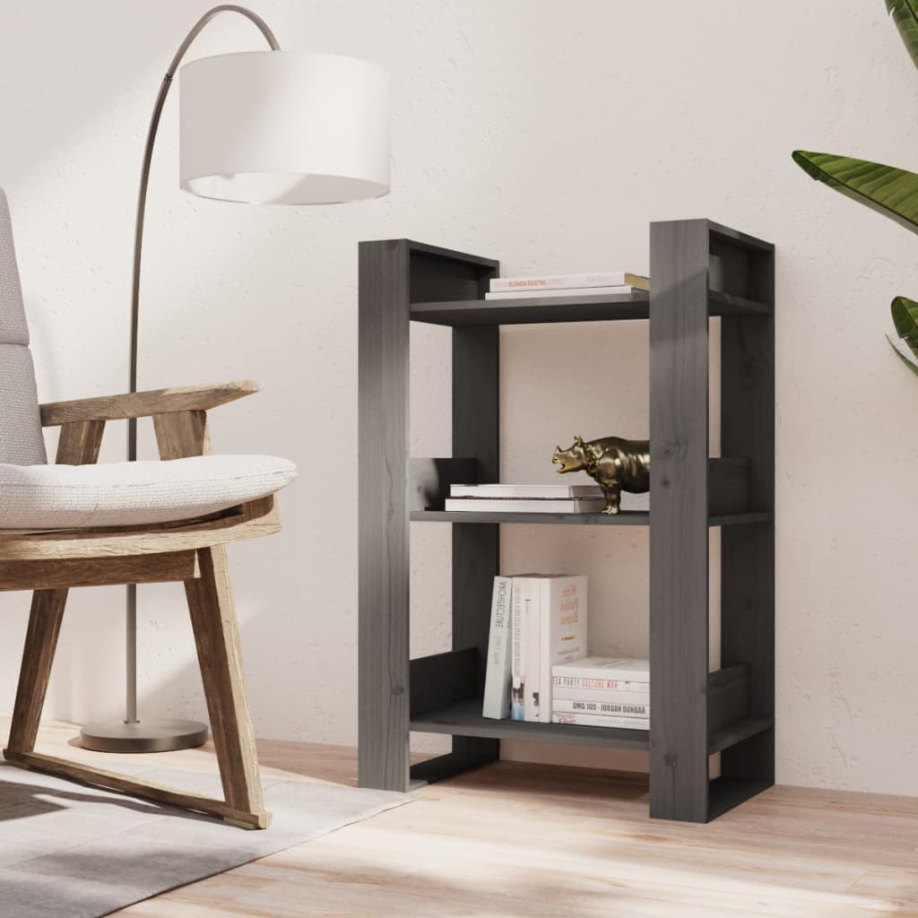 Book Cabinet/Room Divider Grey 60x35x91 cm Solid Wood Pine