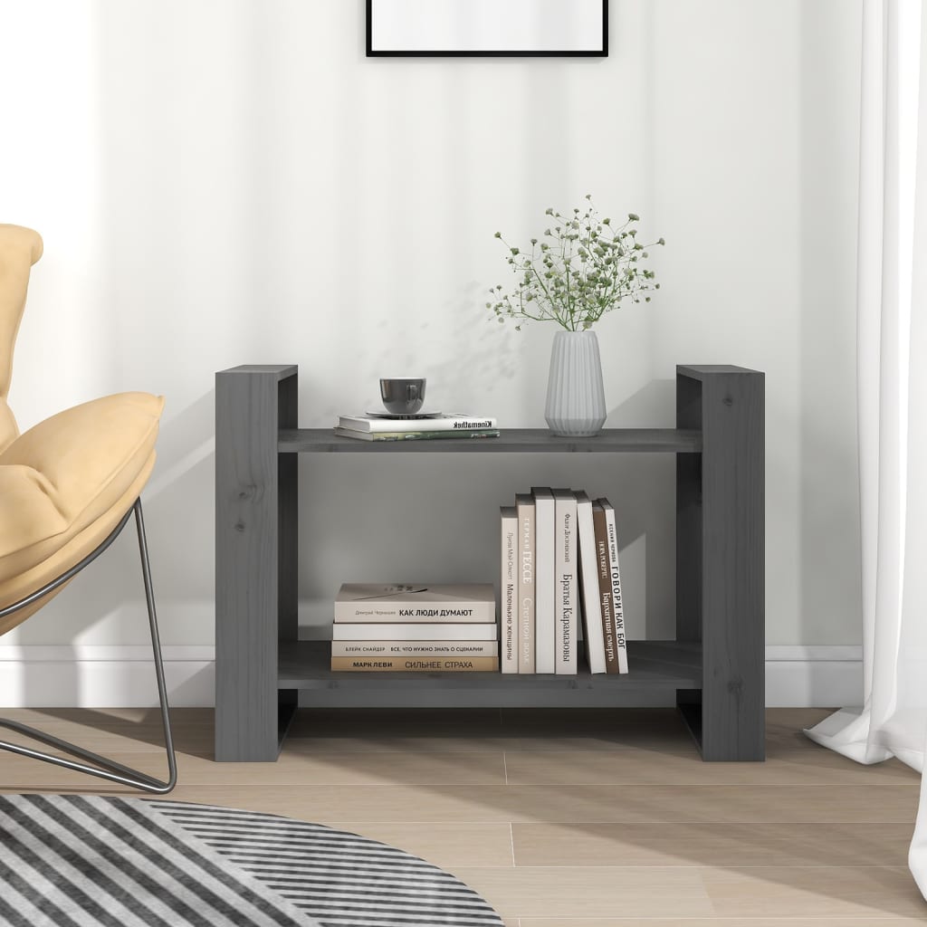Book Cabinet/Room Divider Grey 80x35x56.5 cm Solid Wood Pine