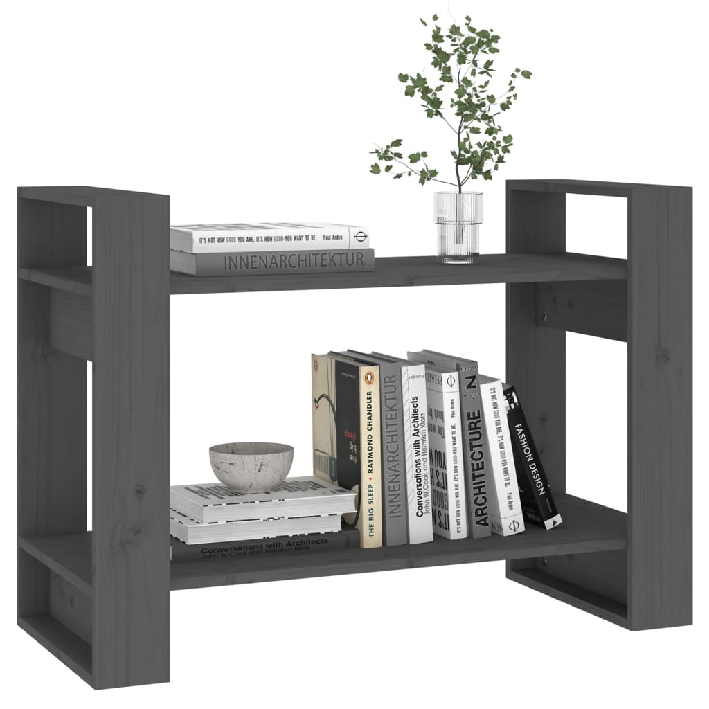 Book Cabinet/Room Divider Grey 80x35x56.5 cm Solid Wood Pine