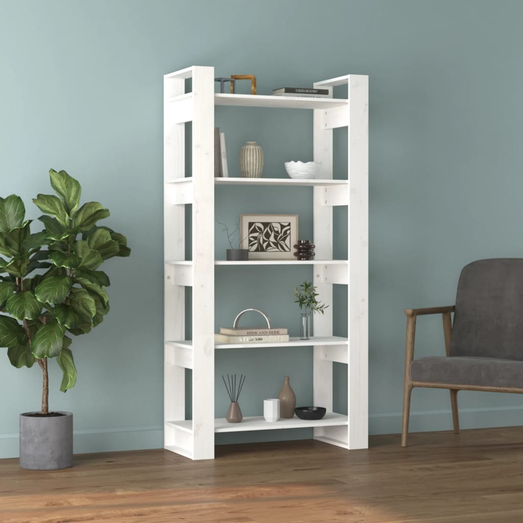 Book Cabinet/Room Divider White 80x35x160 cm Solid Wood
