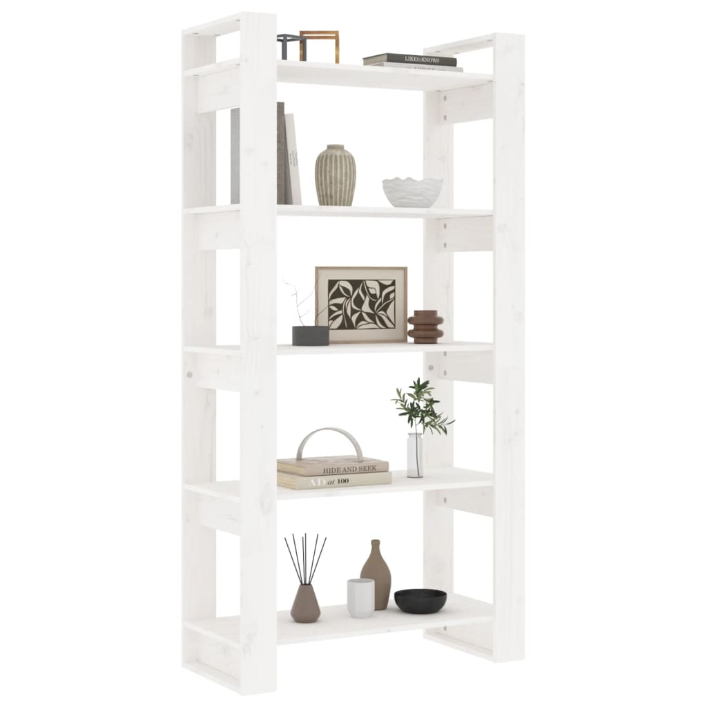 Book Cabinet/Room Divider White 80x35x160 cm Solid Wood