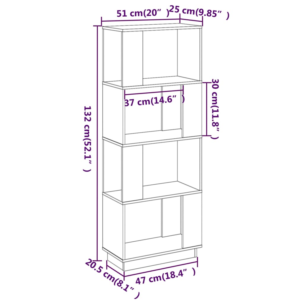 Book Cabinet/Room Divider White 51x25x132 cm Solid Wood Pine