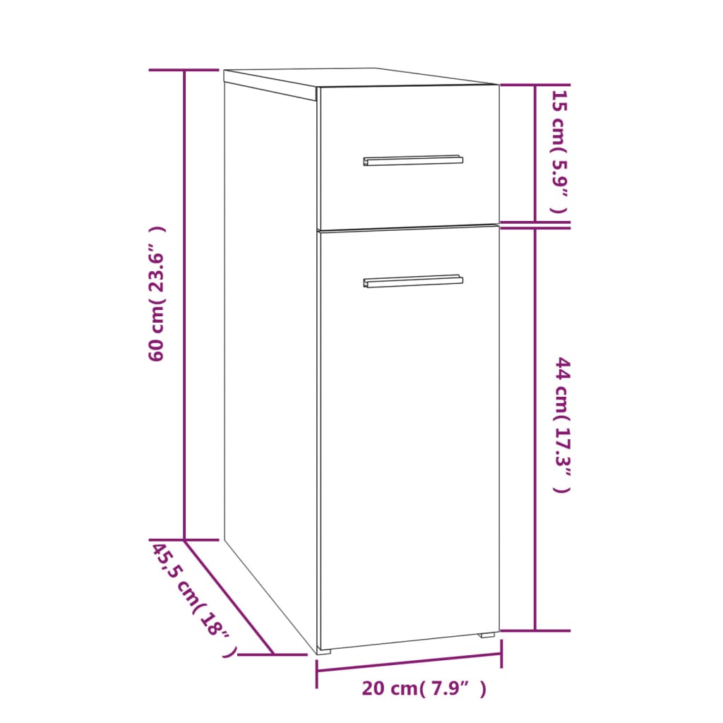 Apothecary Cabinet Grey Sonoma 20x45.5x60 cm Engineered Wood