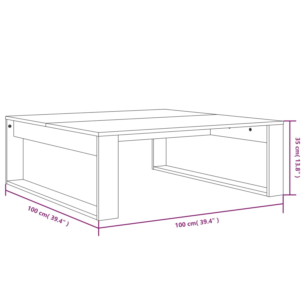 Coffee Table Grey Sonoma 100x100x35 cm Engineered Wood
