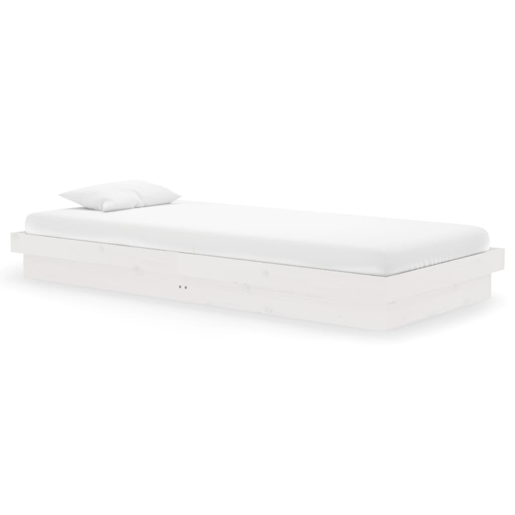 819893 vidaXL Bed Frame without Mattress White Solid Wood 90x200 cm