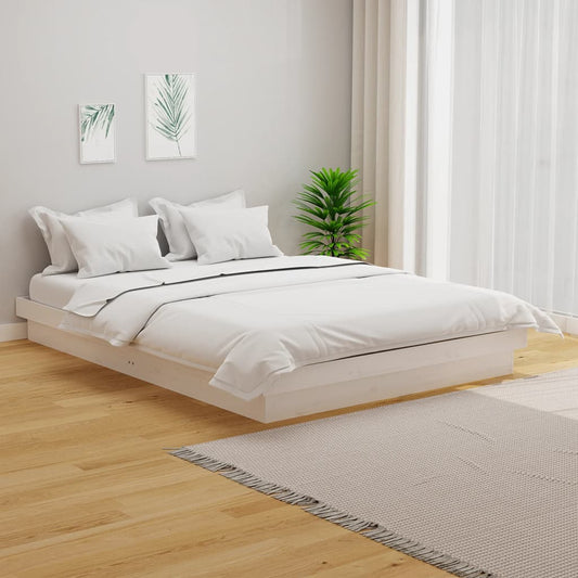 819903 vidaXL Bed Frame without Mattress White Solid Wood 120x200 cm