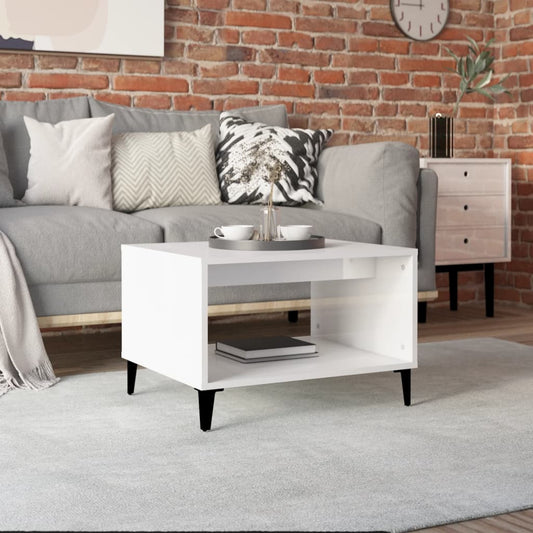 Coffee Table High Gloss White 60x50x40 cm Engineered Wood