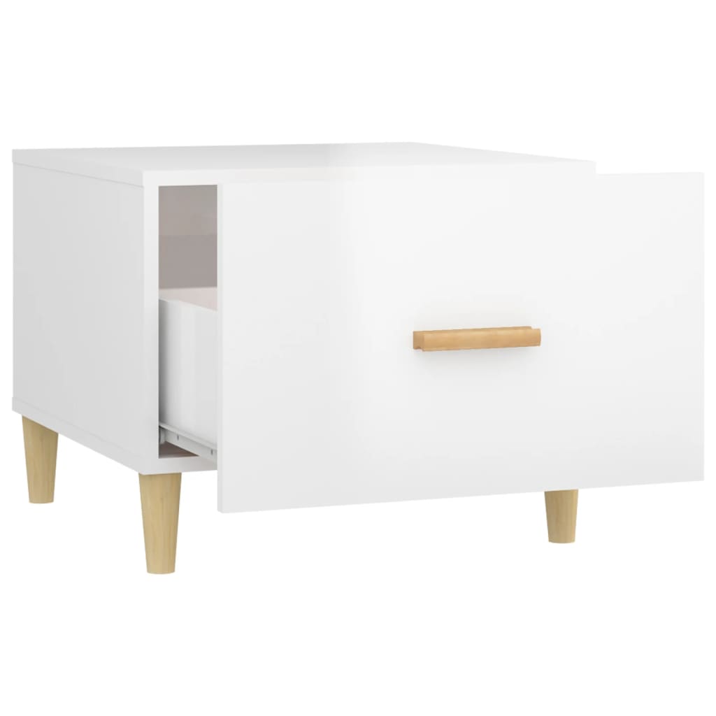 Coffee Table High Gloss White 50x50x40 cm Engineered Wood