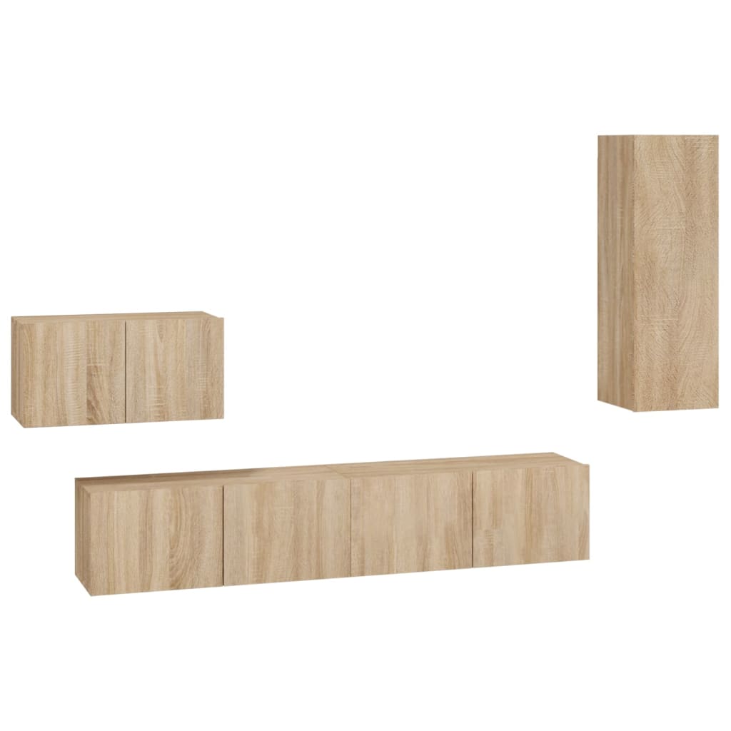 4 Piece TV Cabinet Set Sonoma Oak Engineered Wood