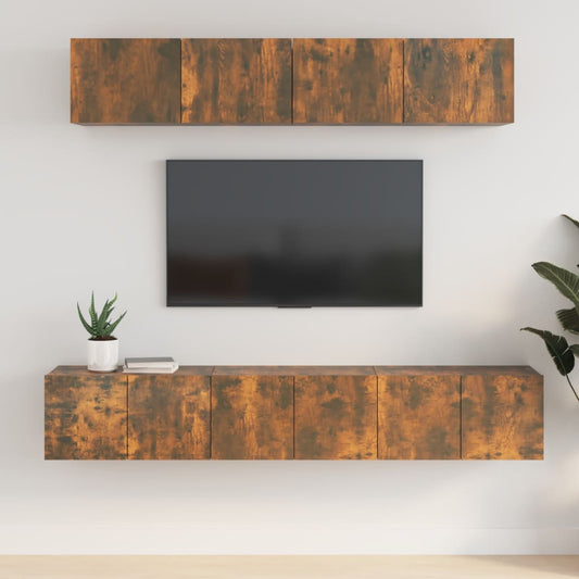 5 Piece TV Cabinet Set Smoked Oak Engineered Wood