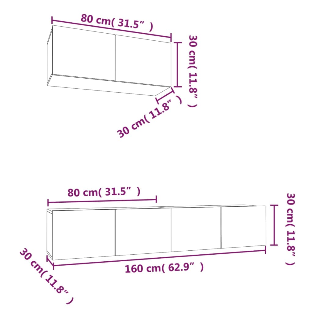 3 Piece TV Cabinet Set Concrete Grey Engineered Wood