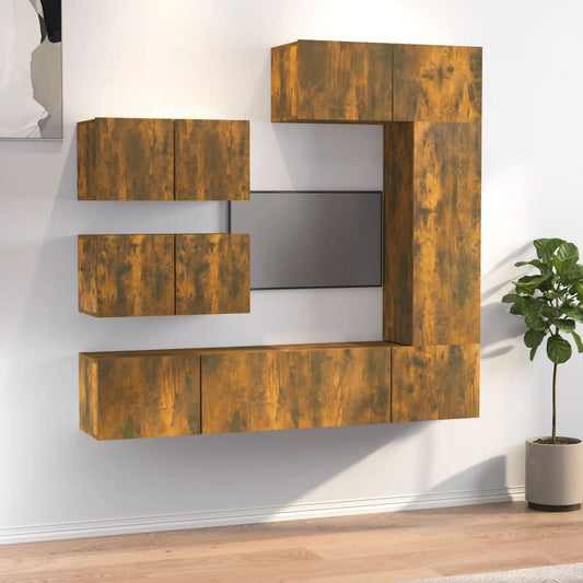 6 Piece TV Cabinet Set Smoked Oak Engineered Wood