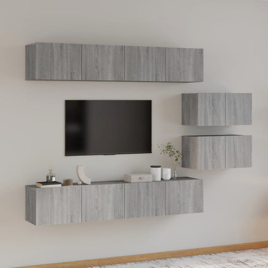 4 Piece TV Cabinet Set Grey Sonoma Engineered Wood