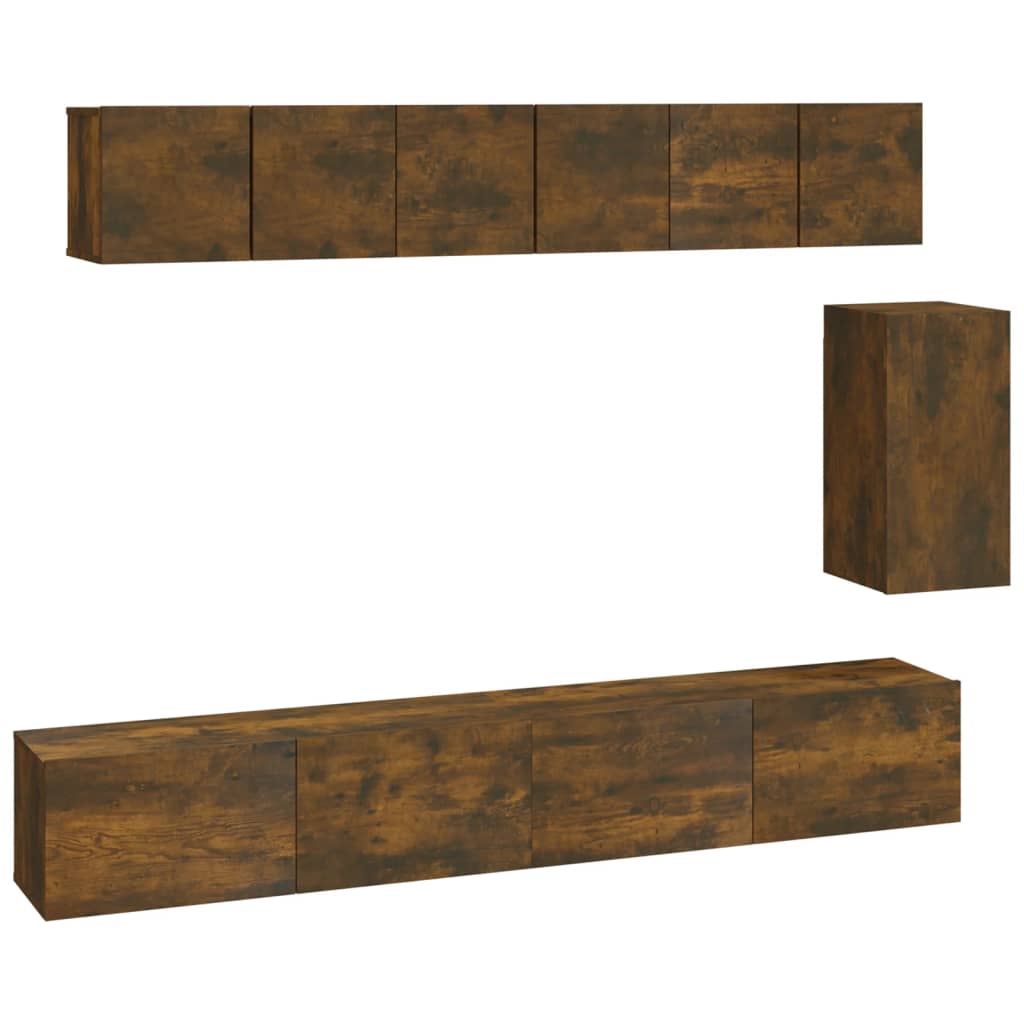 6 Piece TV Cabinet Set Smoked Oak Engineered Wood