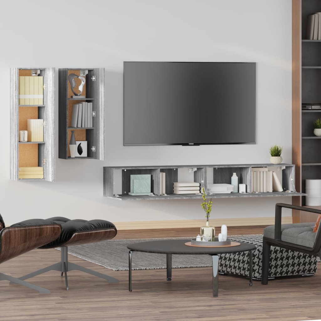 4 Piece TV Cabinet Set Grey Sonoma Engineered Wood