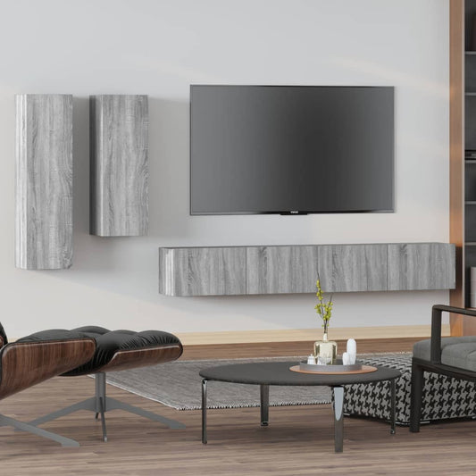 4 Piece TV Cabinet Set Grey Sonoma Engineered Wood