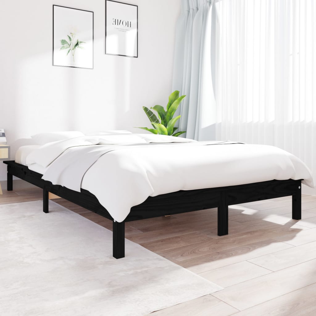 820555 vidaXL Bed Frame without Mattress Black 160x200 cm Solid Wood