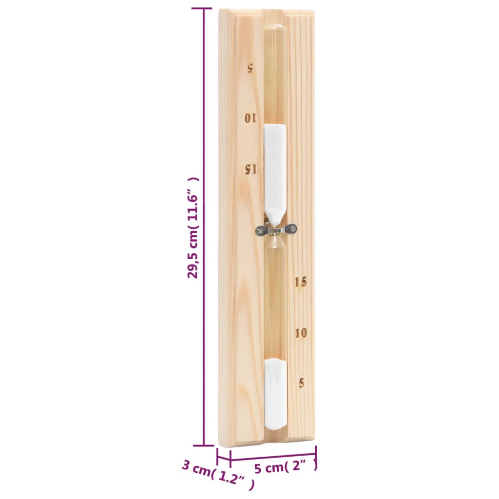 2 in 1 Sauna Hygrothermograph and Sand Timer Set Solid Wood Pine