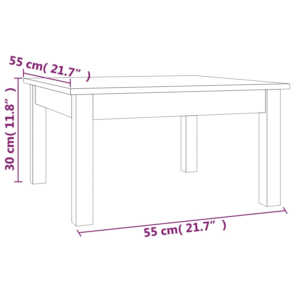 Coffee Table Grey 55x55x30 cm Solid Wood Pine