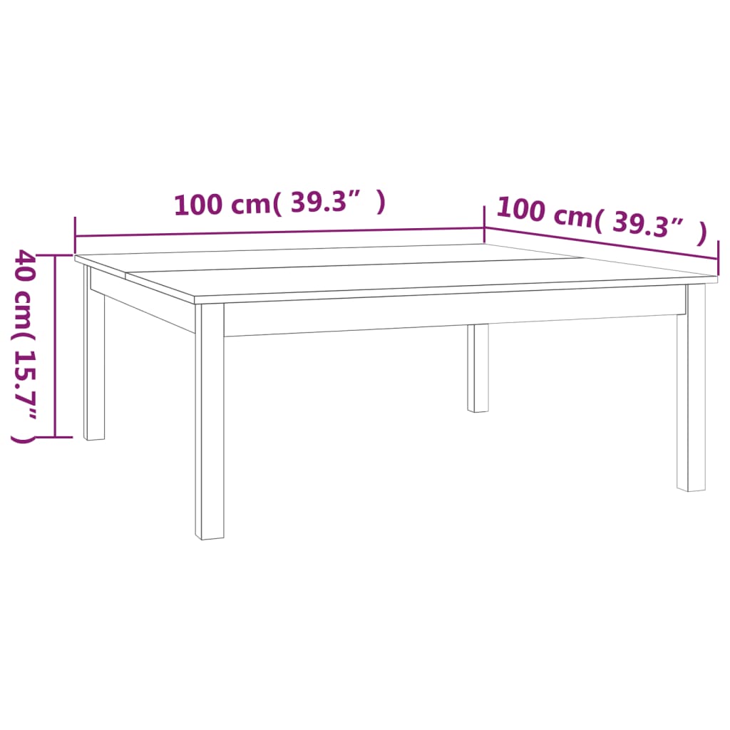 Coffee Table Honey Brown 100x100x40 cm Solid Wood Pine