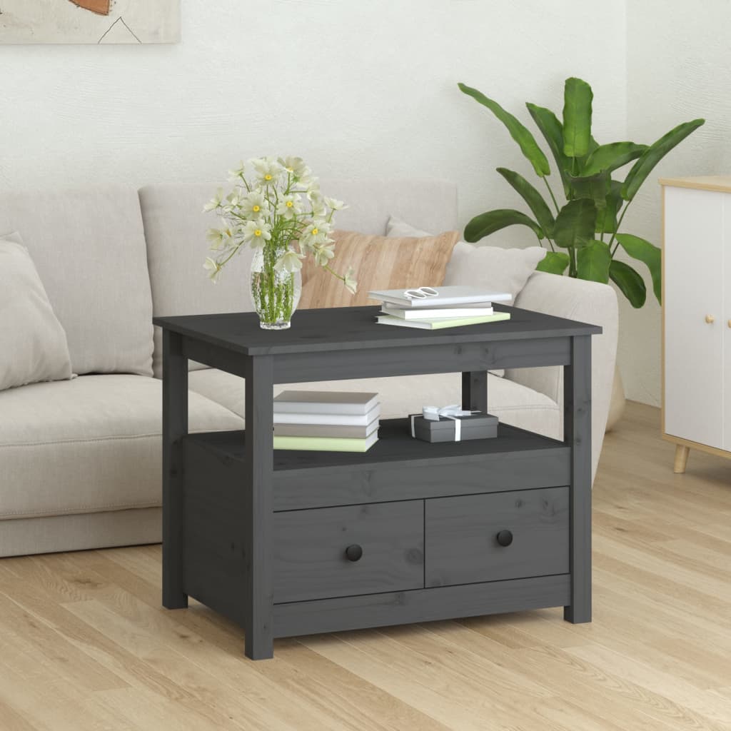 Coffee Table Grey 71x49x55 cm Solid Wood Pine