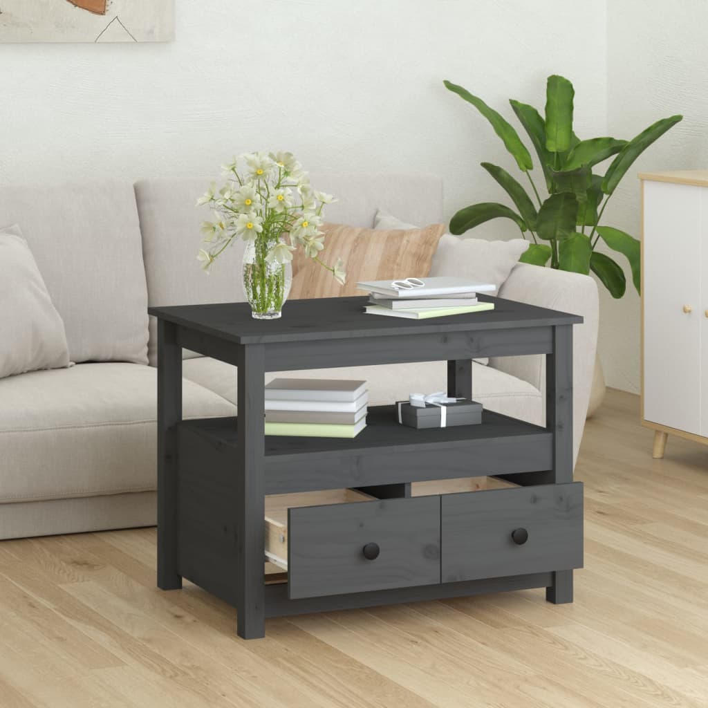 Coffee Table Grey 71x49x55 cm Solid Wood Pine