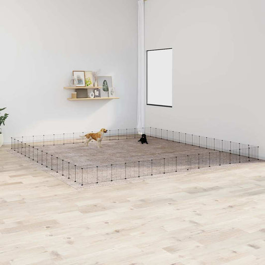 60-Panel Pet Cage with Door Black 35x35 cm Steel