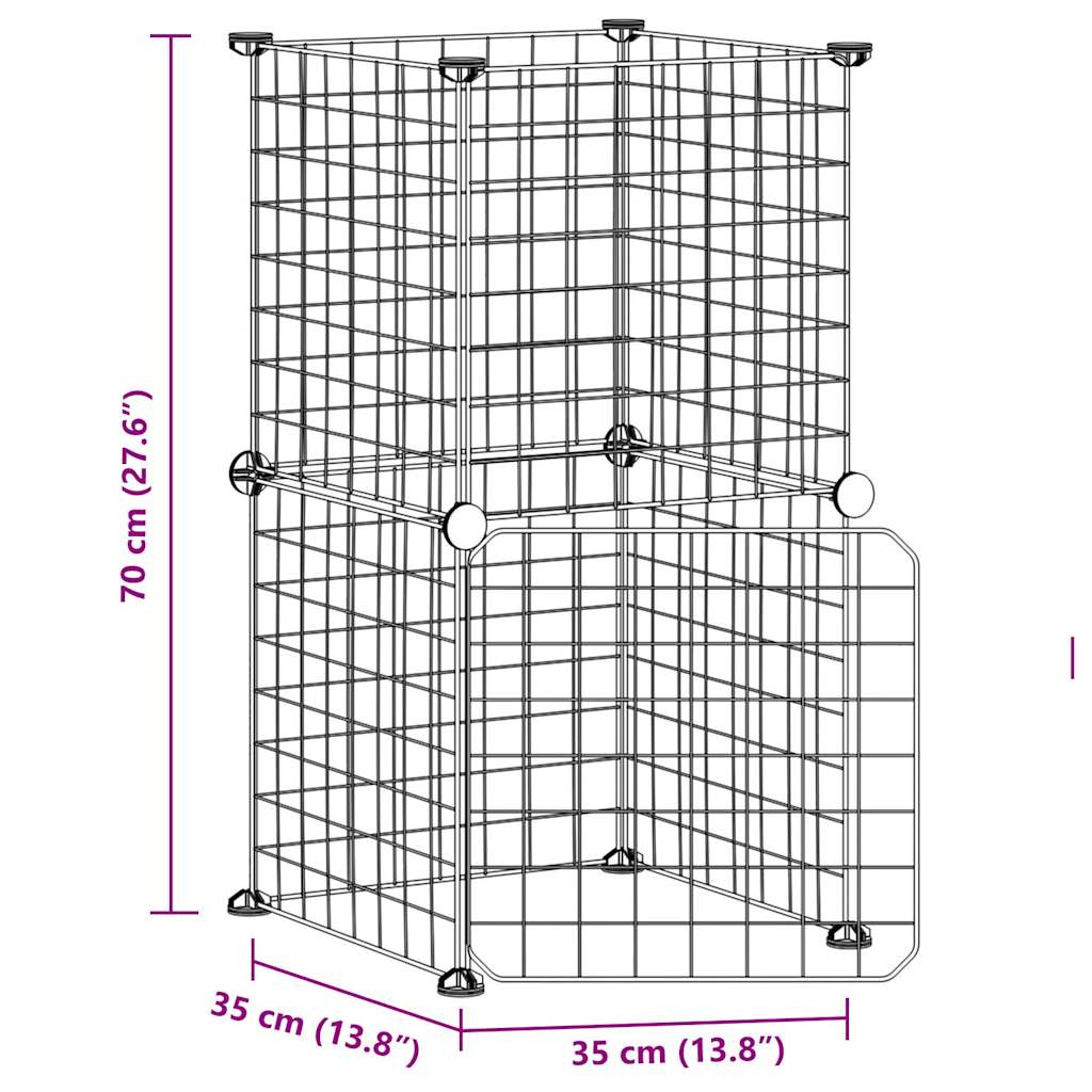 8-Panel Pet Cage with Door Black 35x35 cm Steel