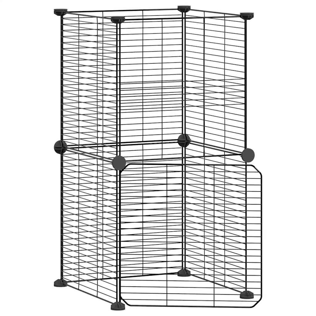 8-Panel Pet Cage with Door Black 35x35 cm Steel