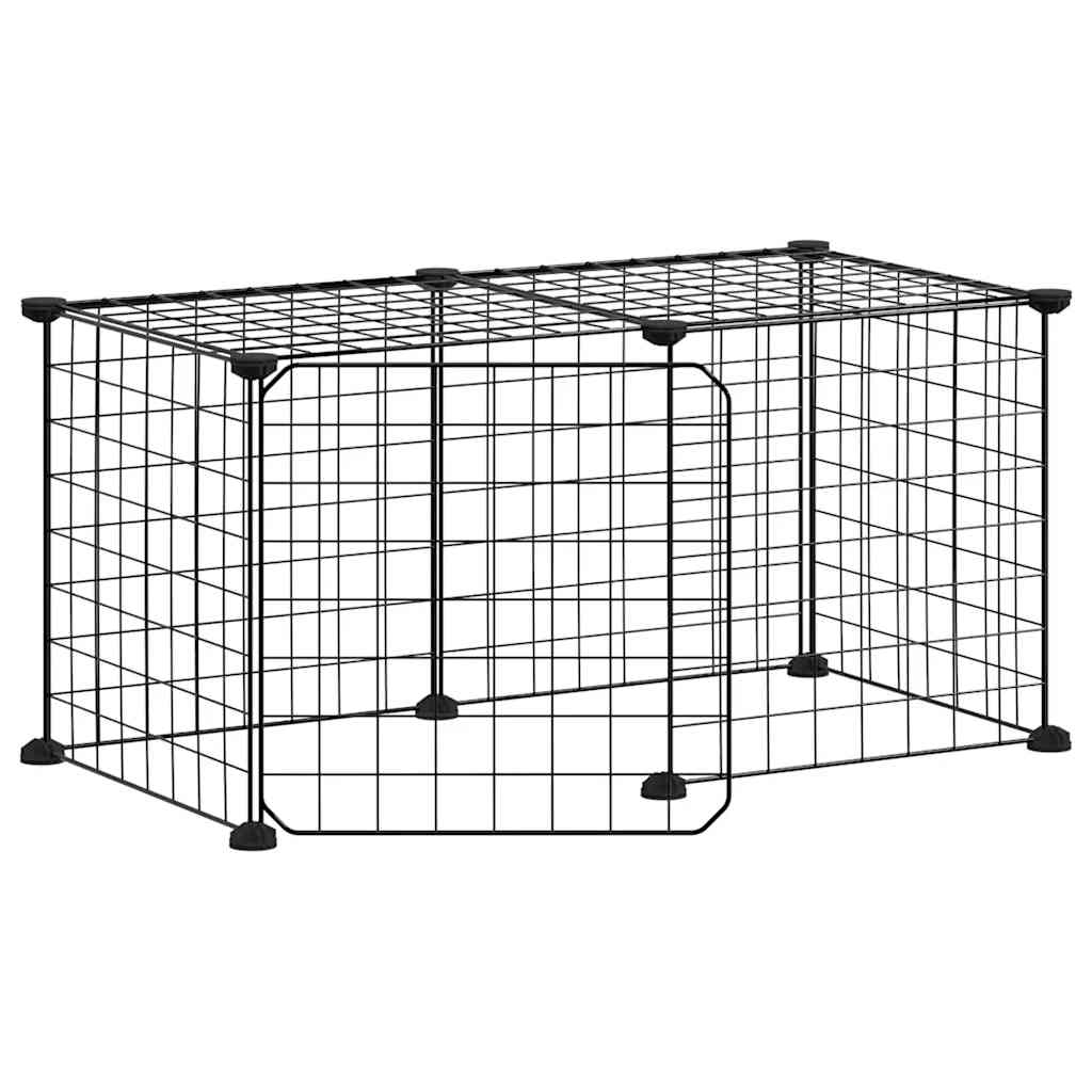 8-Panel Pet Cage with Door Black 35x35 cm Steel