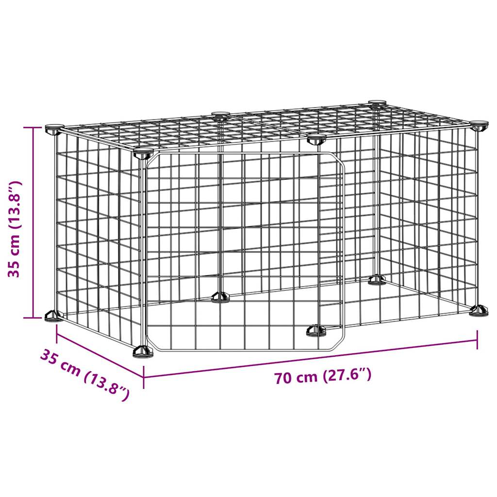 8-Panel Pet Cage with Door Black 35x35 cm Steel