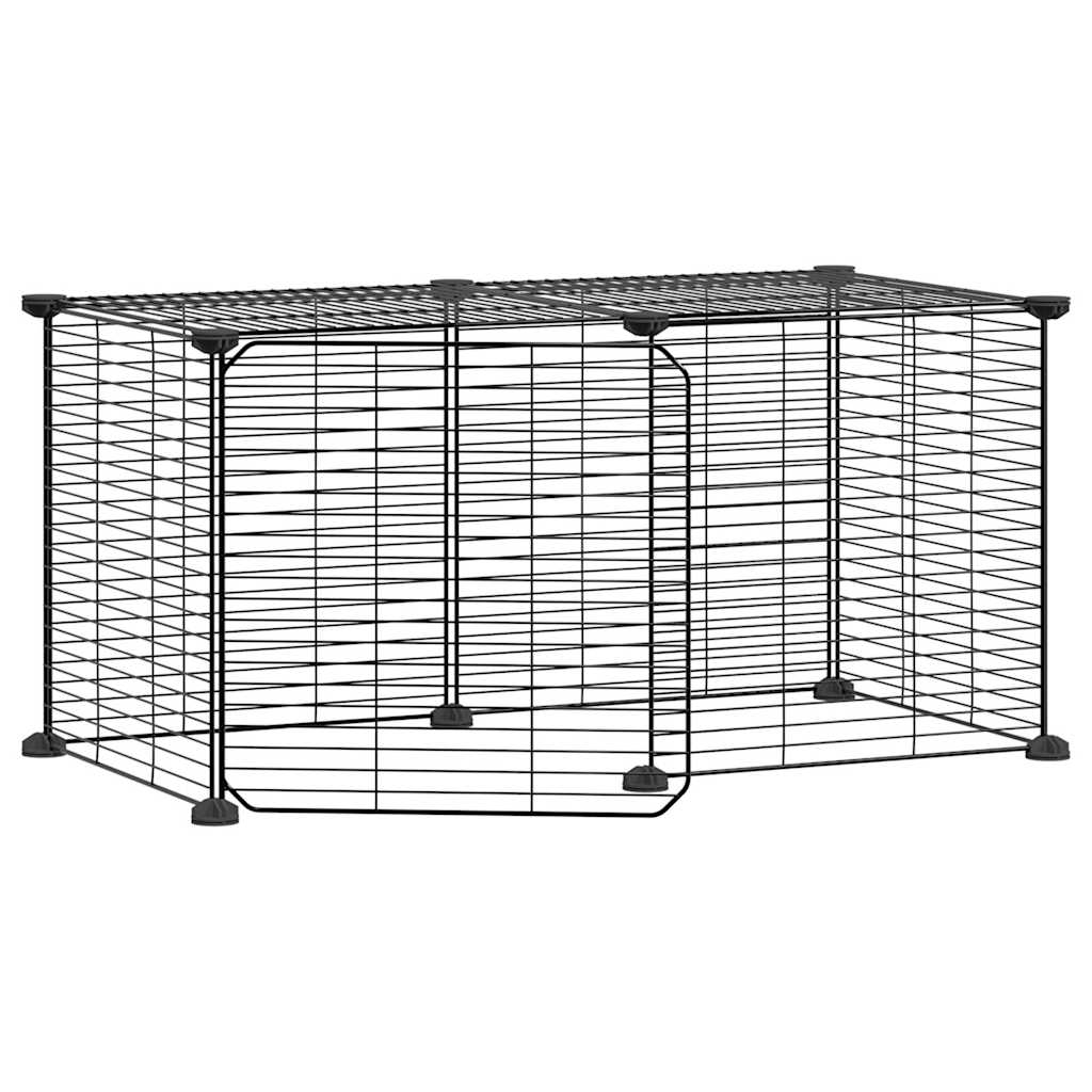 8-Panel Pet Cage with Door Black 35x35 cm Steel