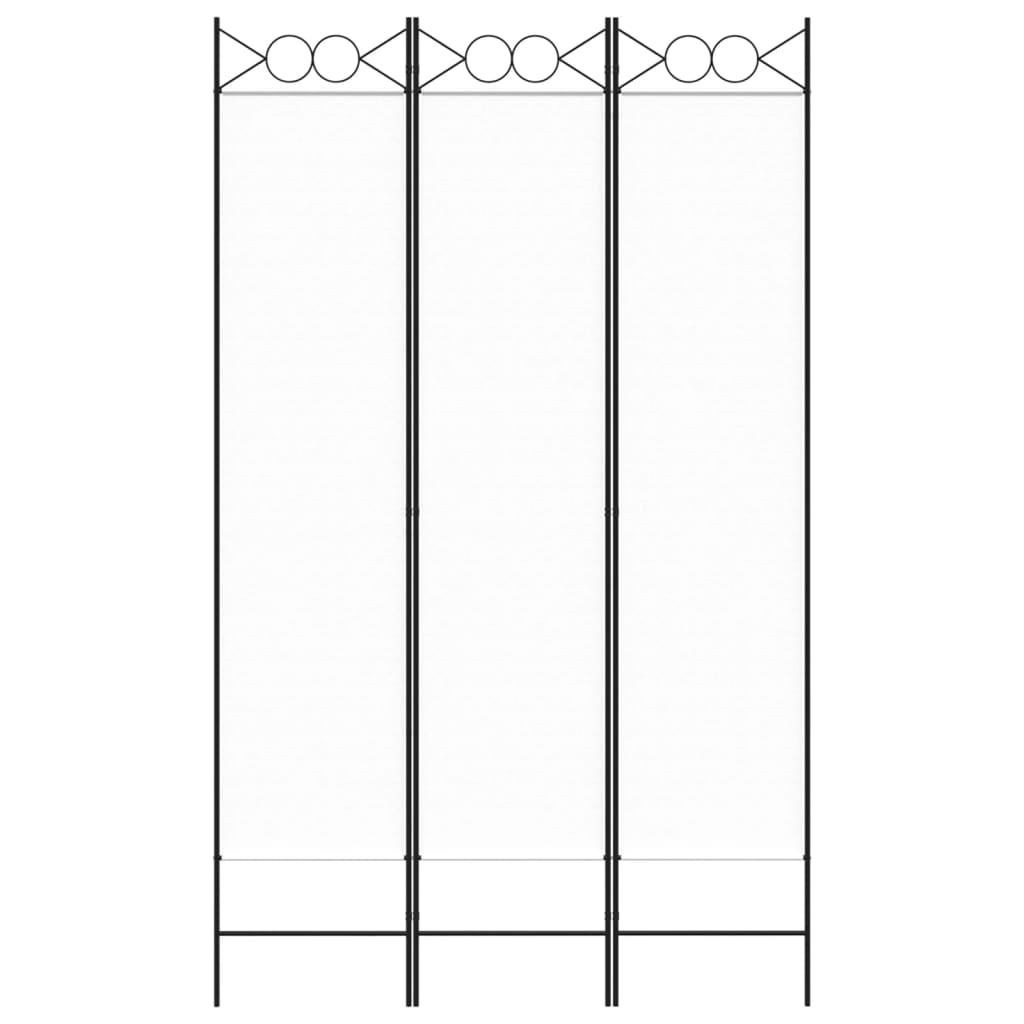 3-Panel Room Divider White 120x200 cm Fabric