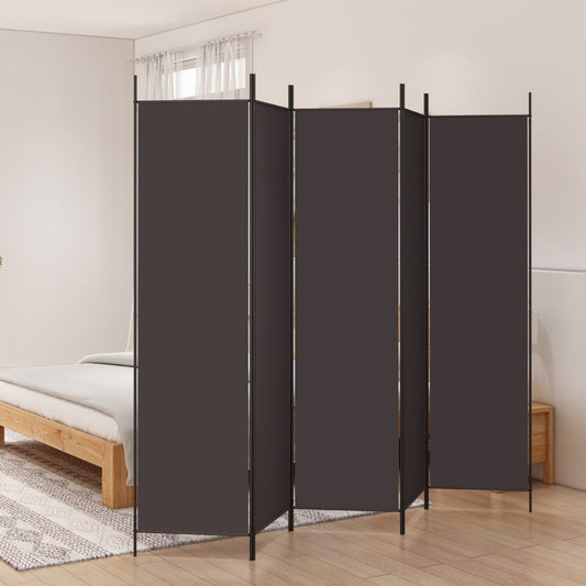 5-Panel Room Divider Brown 250x200 cm Fabric