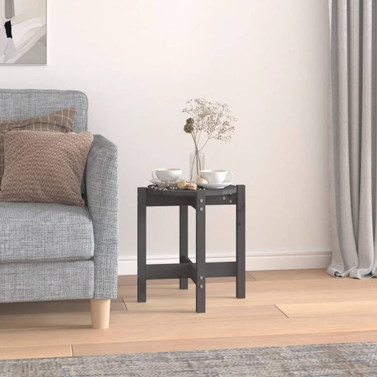 Coffee Table Grey Ø 42.5x45 cm Solid Wood Pine